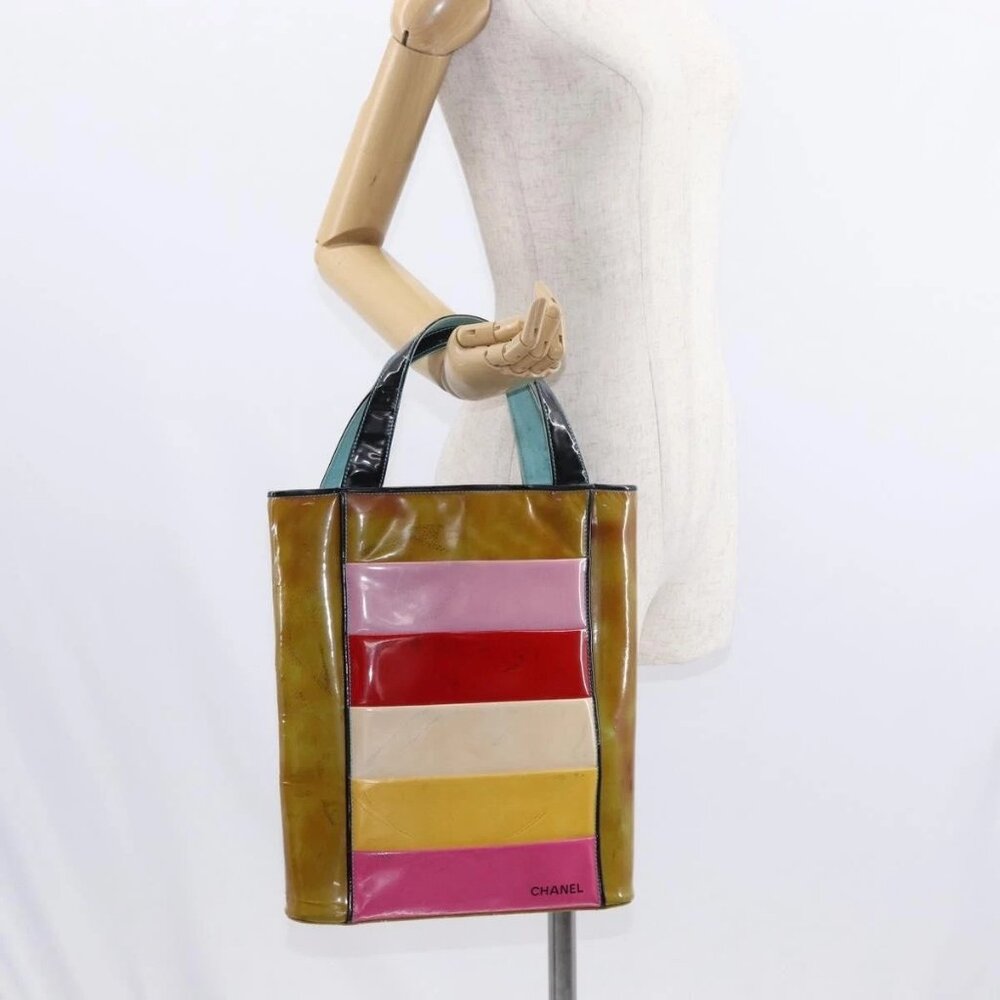 CHANEL Hand Bag Enamel Multicolor Gold